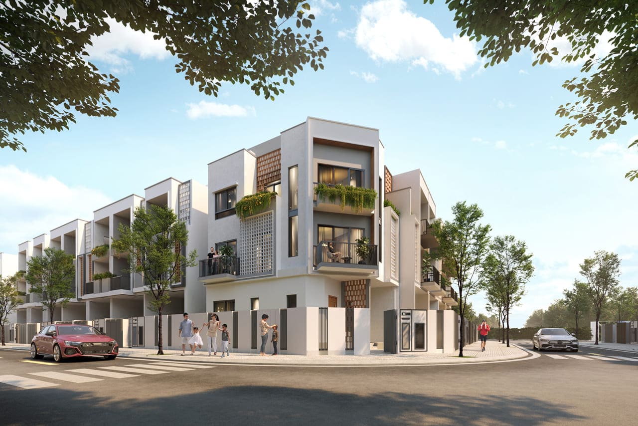 Phối cảnh nhà phố liền kề có diện tích đất 5x16m2