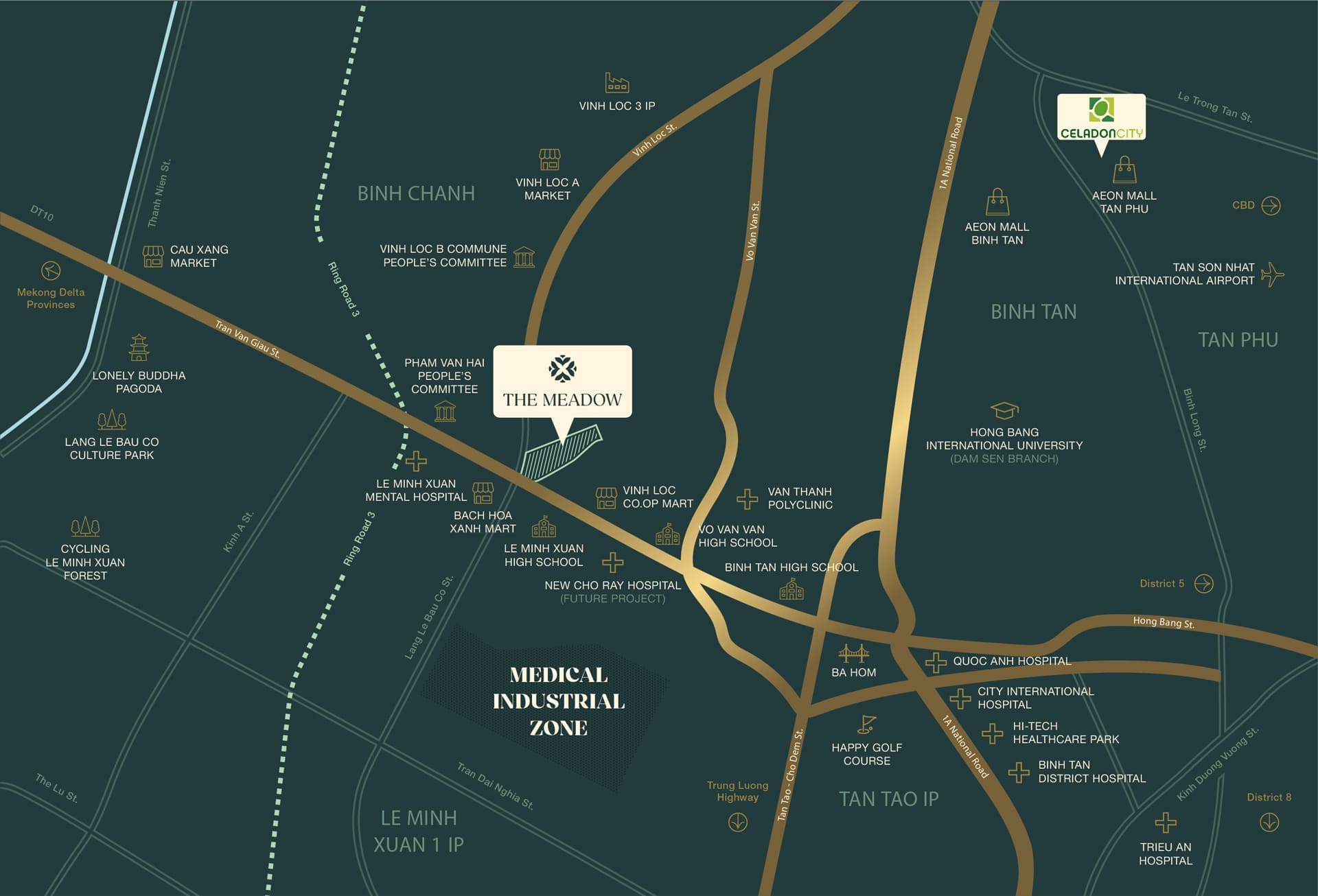 The Meadow có vị trí đắc địa ngay tại đường Trần Văn Giàu Bình Chánh